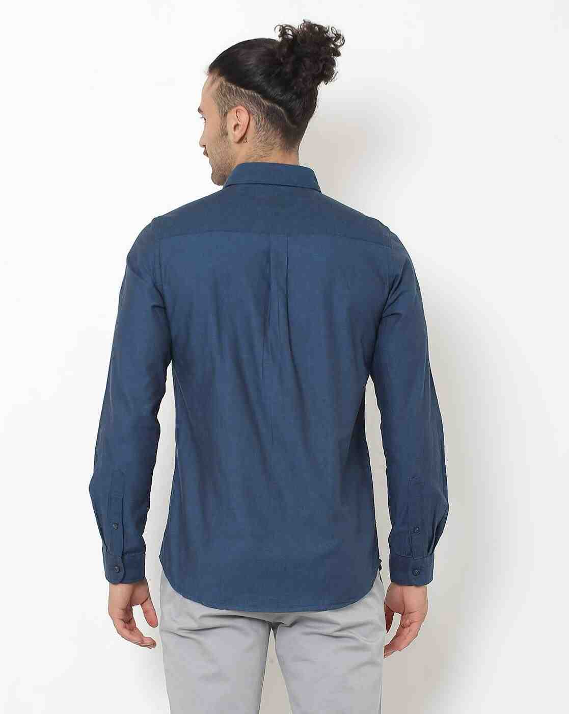 Lee Cooper | Cotton Shirt with Curved Hemline|1