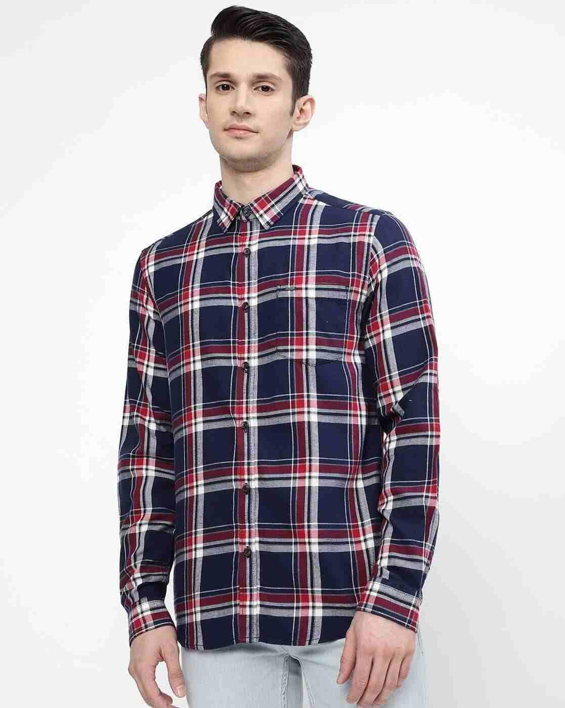 Lee Cooper | Checked Cotton Shirt with Patch Pocket|1