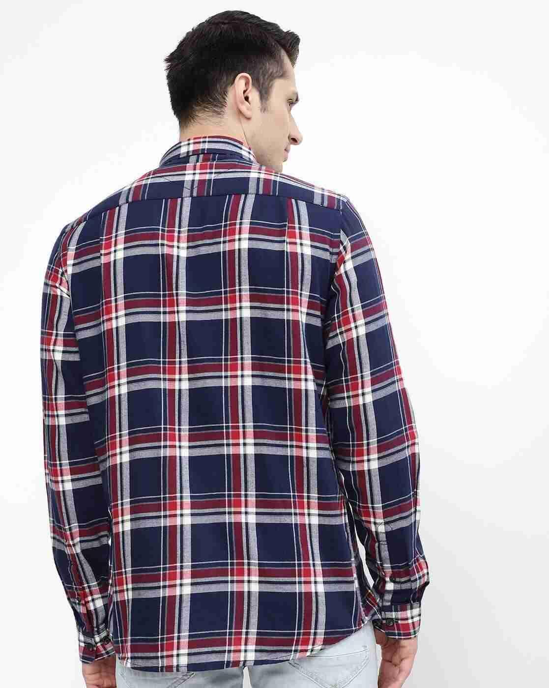 Lee Cooper | Checked Cotton Shirt with Patch Pocket|2