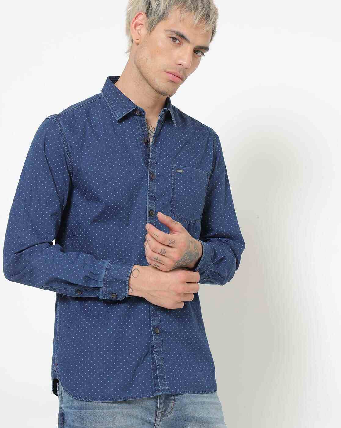 Lee Cooper | Micro Print Shirt with Patch Pocket|0