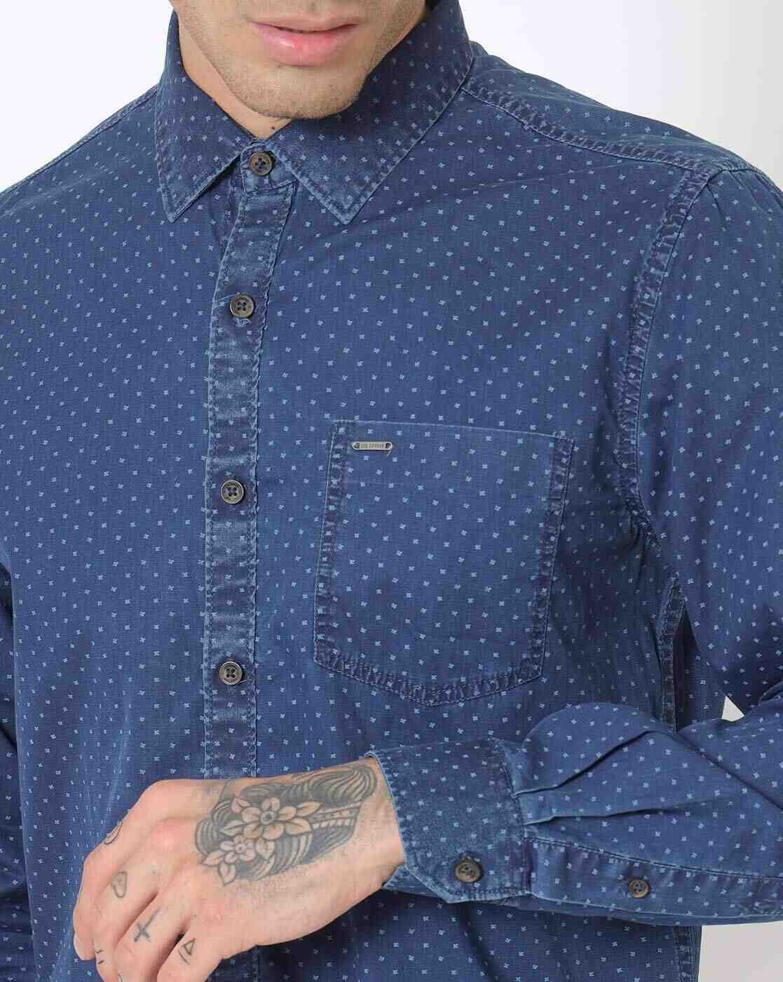 Lee Cooper | Micro Print Shirt with Patch Pocket|2
