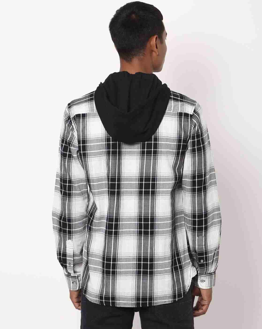 Lee Cooper | Checked Hooded Shirt with Patch Pocket|1