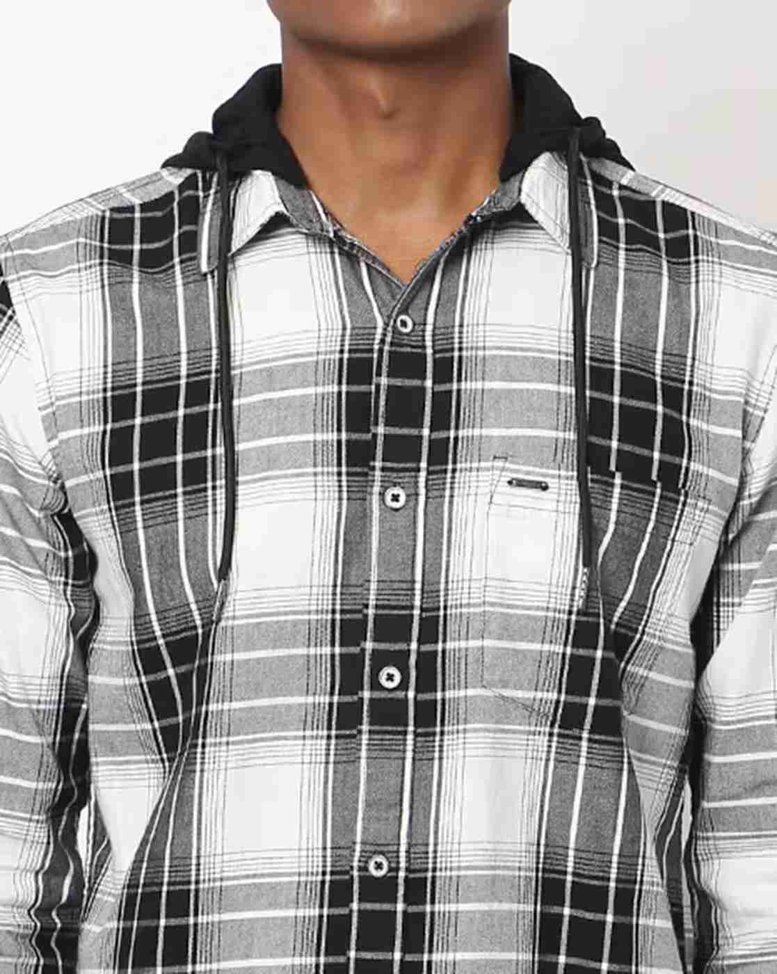 Lee Cooper | Checked Hooded Shirt with Patch Pocket|2