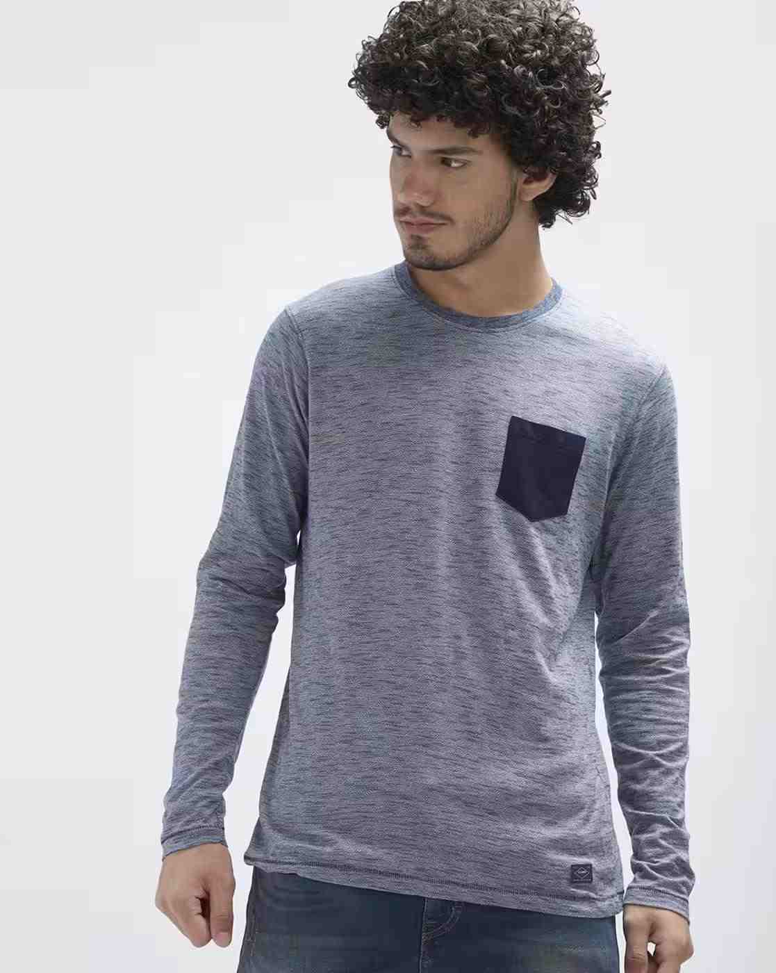 Lee Cooper | Heathered Crew-Neck T-shirt with Patch Pocket|0