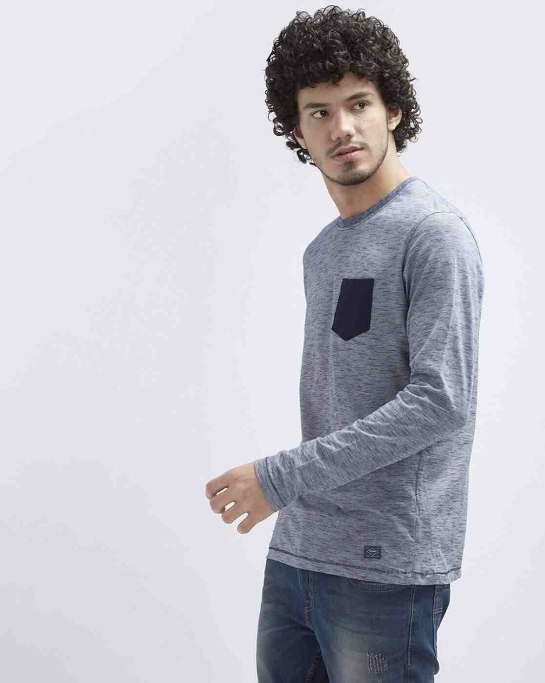 Lee Cooper | Heathered Crew-Neck T-shirt with Patch Pocket|1