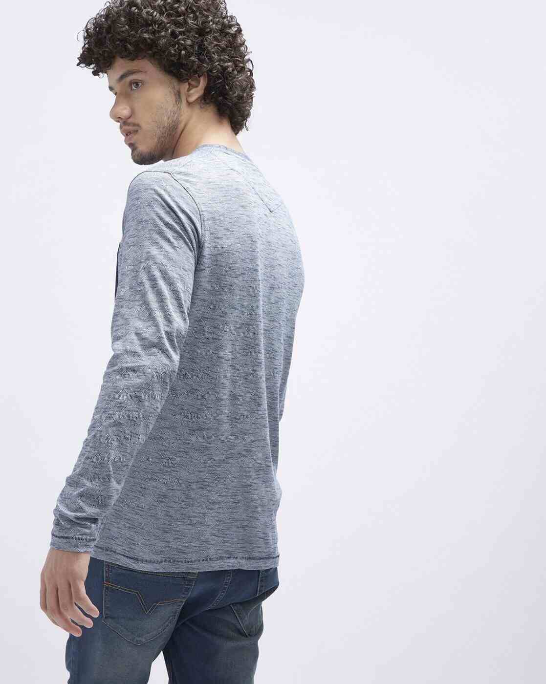Lee Cooper | Heathered Crew-Neck T-shirt with Patch Pocket|3