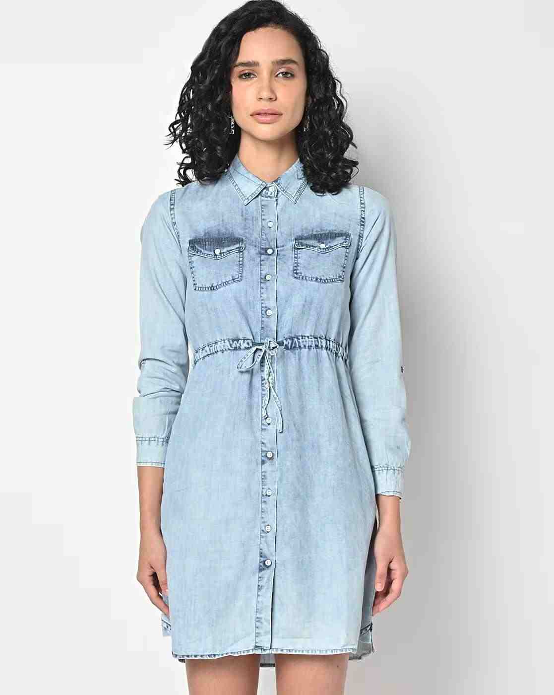 Lee Cooper | Washed Shirt Dress with Flap Pockets|1