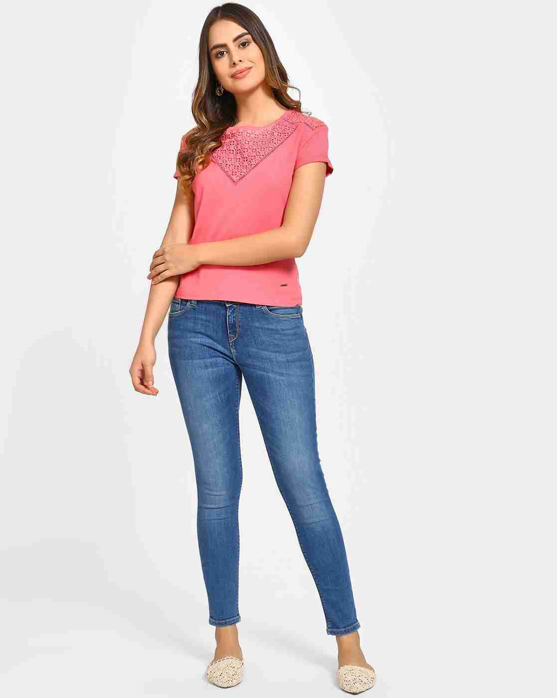 Lee Cooper | Crew-Neck T-shirt with Lace Panel|3