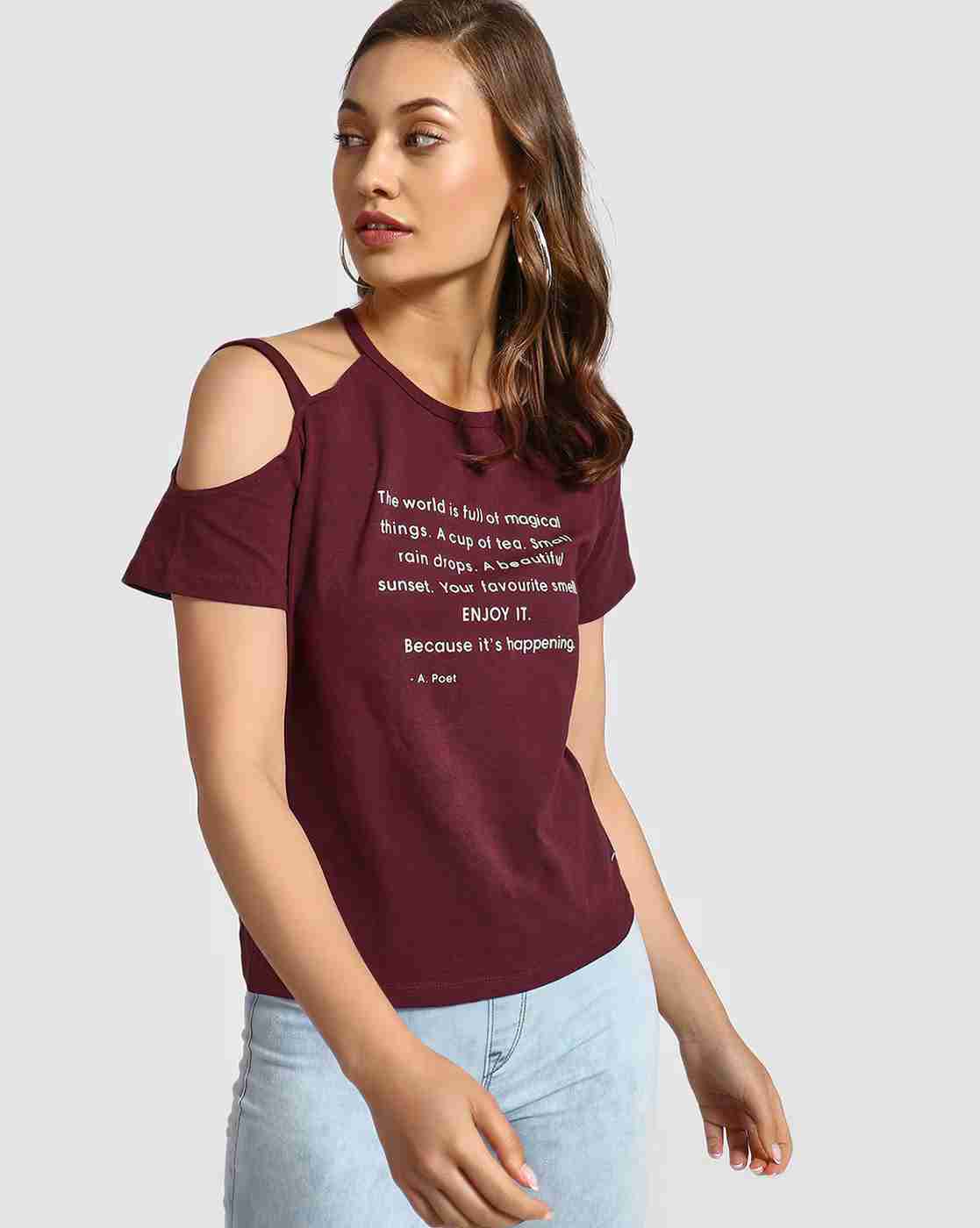 Lee Cooper | Typographic Print Crew-Neck T-shirt with Cut-Outs|1