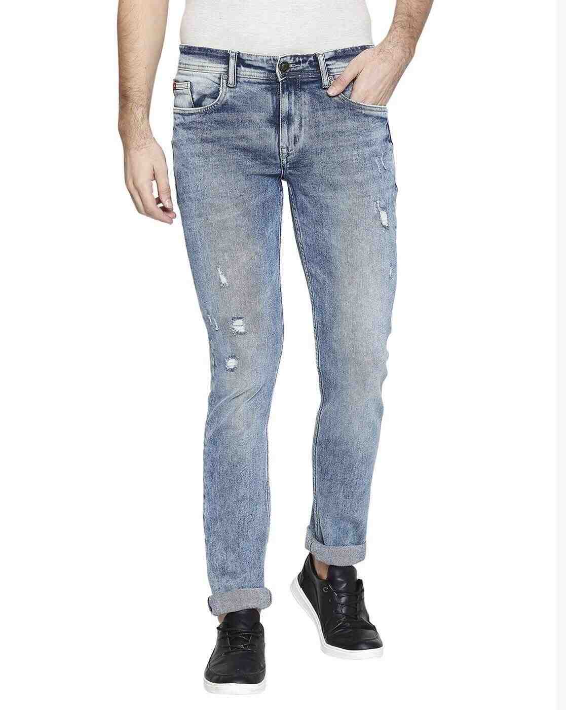 Lee Cooper | Men Low-Rise Distressed Slim Fit Jeans|0