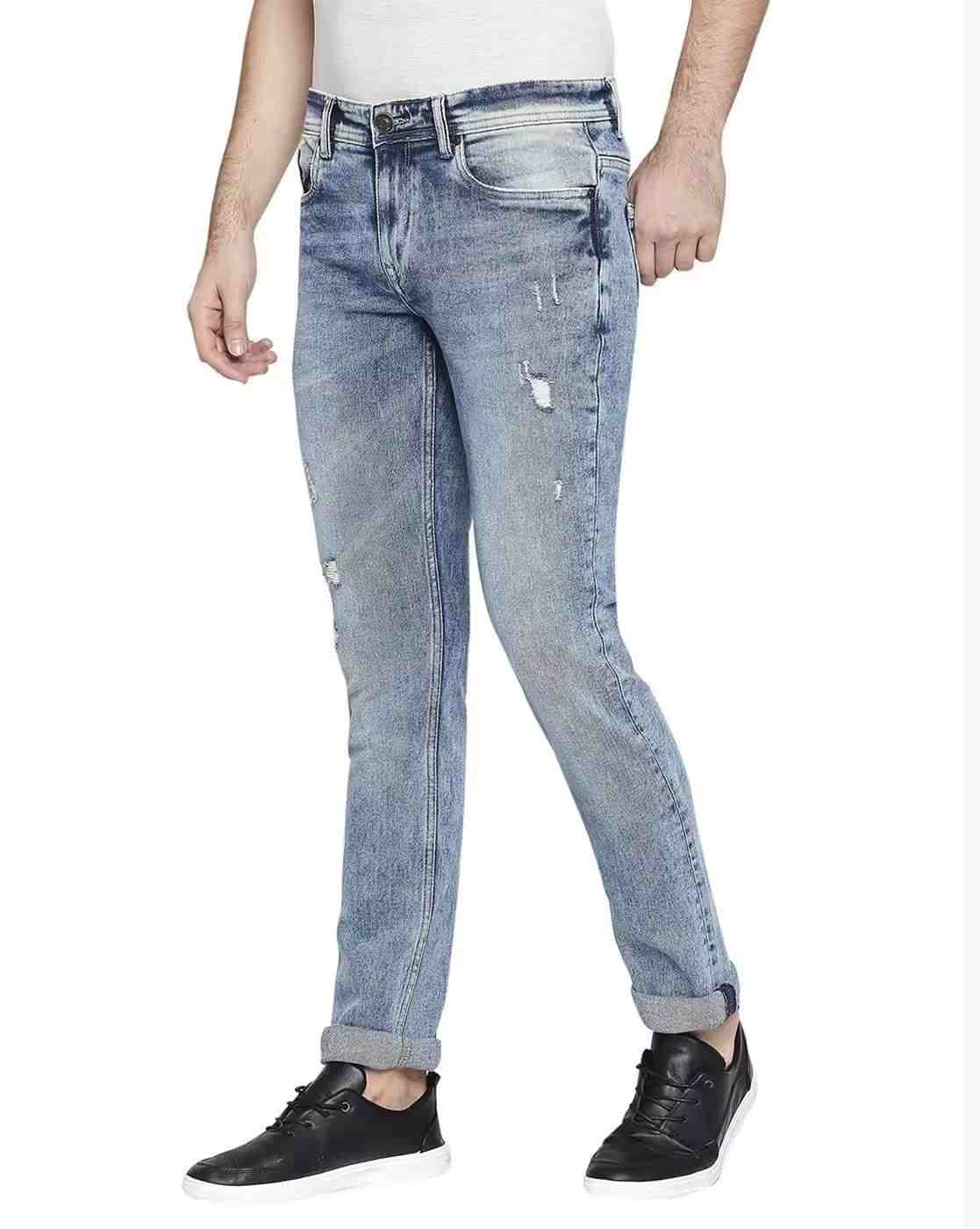 Lee Cooper | Men Low-Rise Distressed Slim Fit Jeans|1