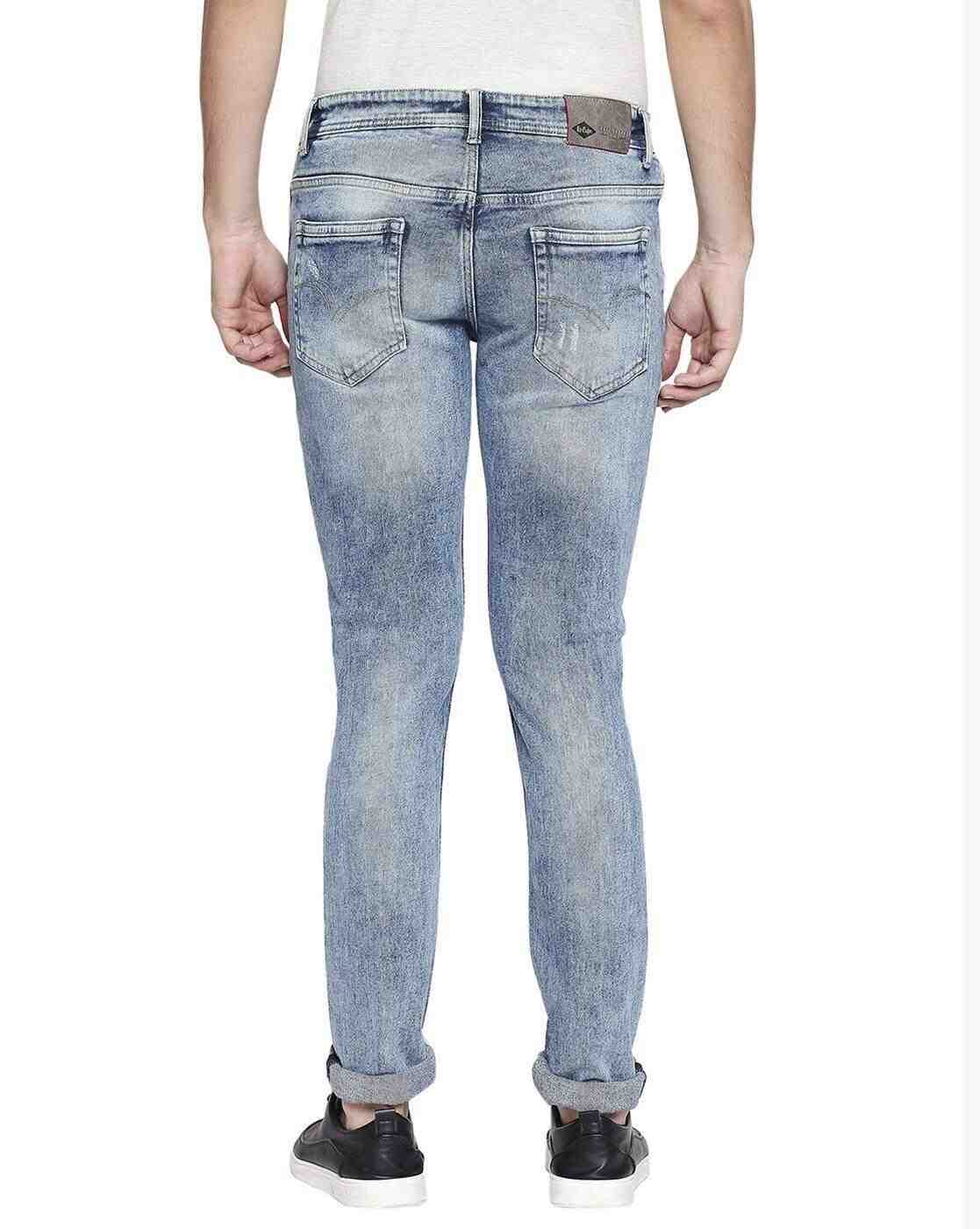 Lee Cooper | Men Low-Rise Distressed Slim Fit Jeans|2