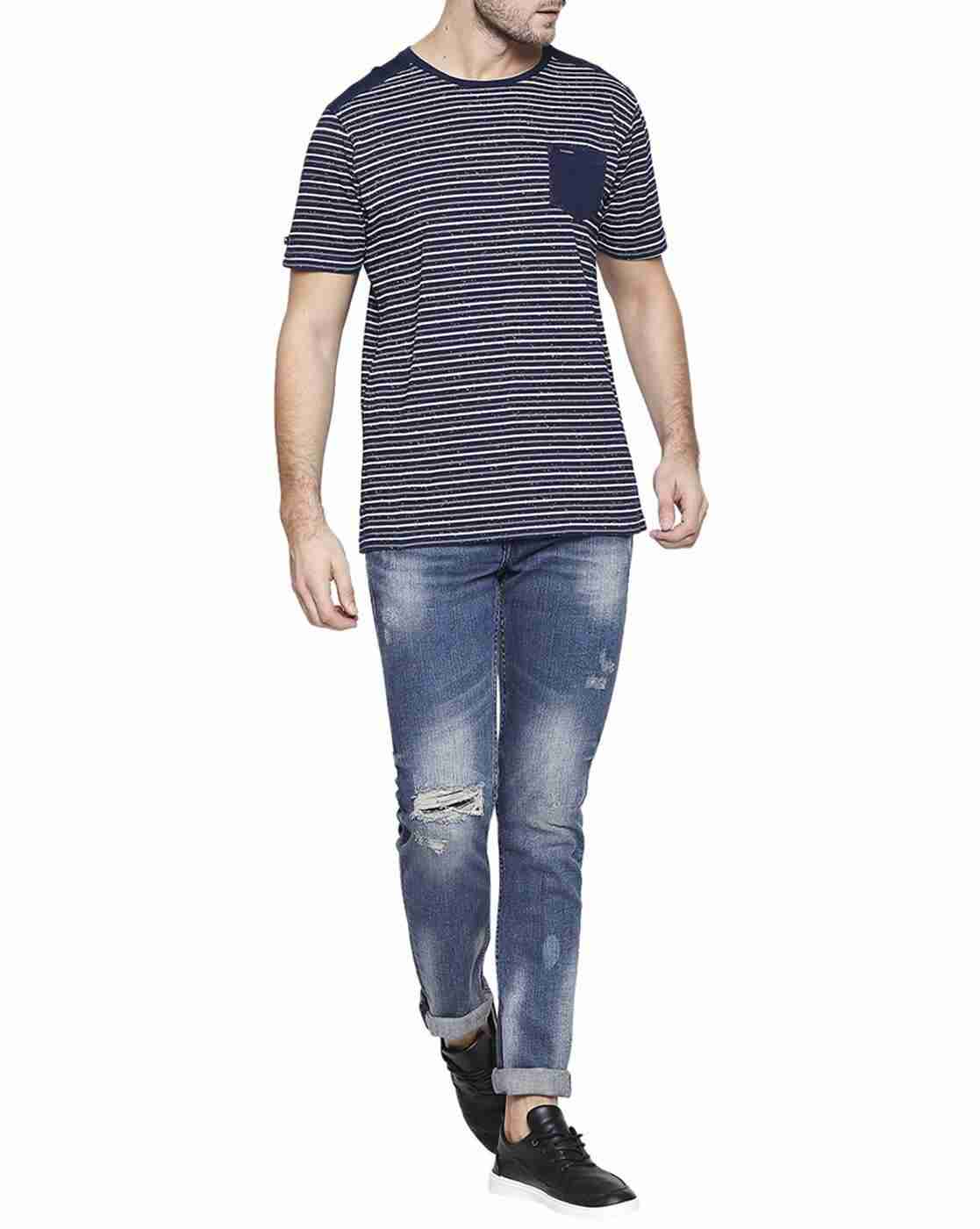 Lee Cooper | Men Distressed Low-Rise Washed Slim Fit Jeans|3
