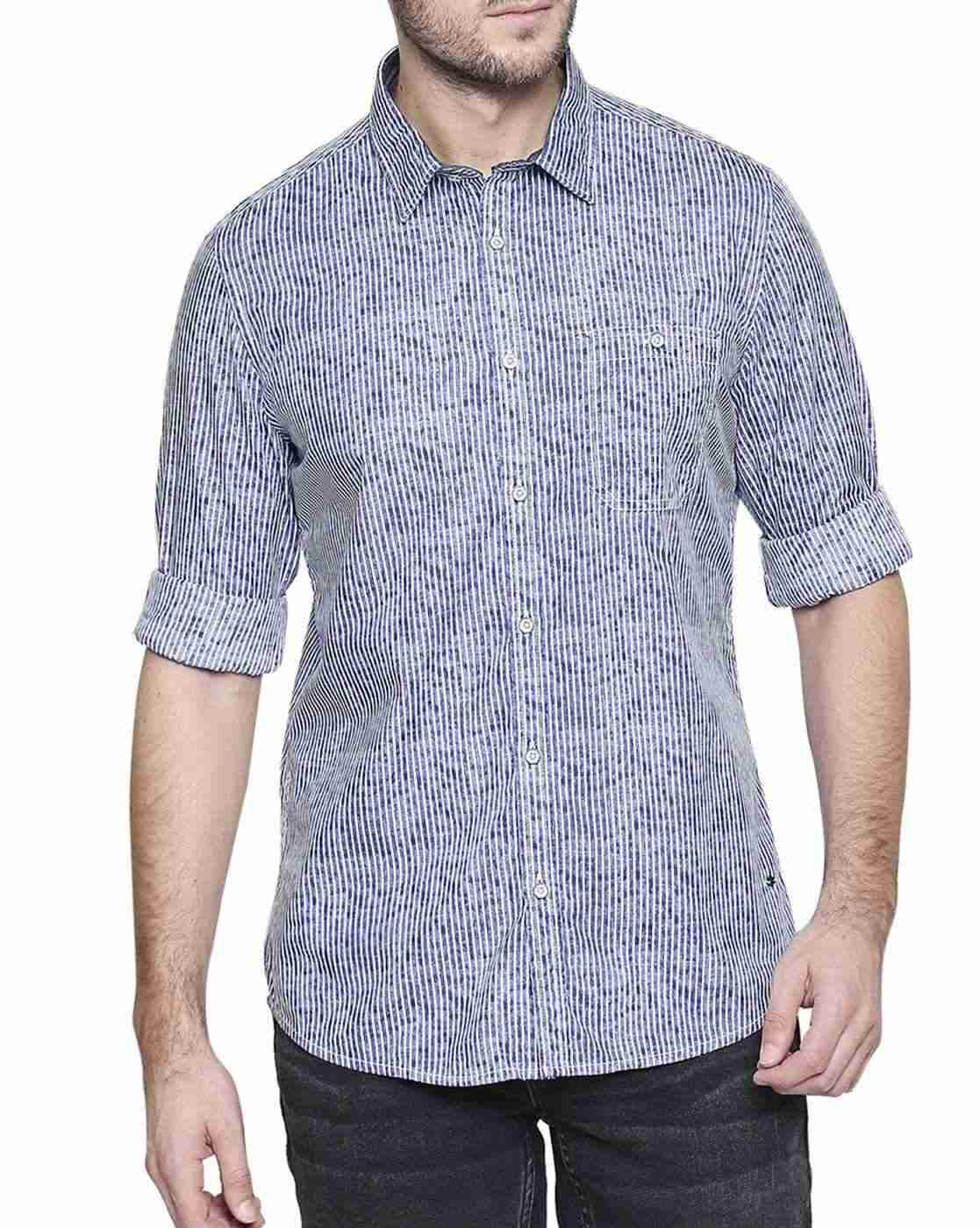 Lee Cooper | Washed Striped Shirt with Patch Pocket|0