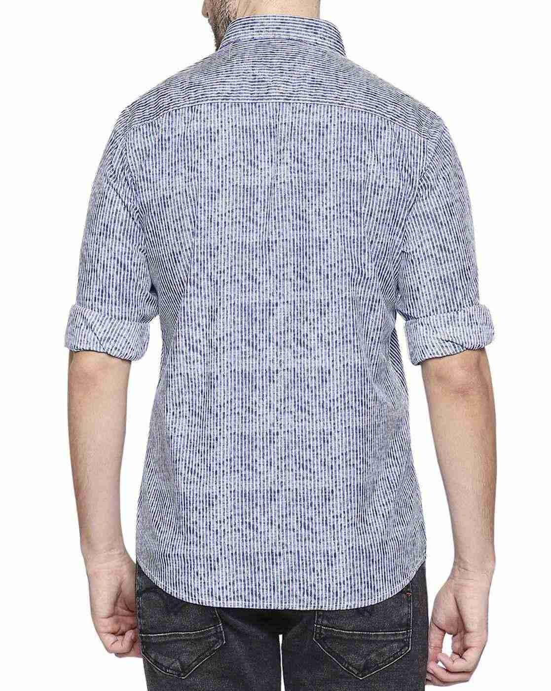 Lee Cooper | Washed Striped Shirt with Patch Pocket|2