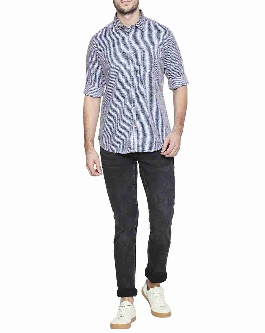 Lee Cooper | Washed Striped Shirt with Patch Pocket|3