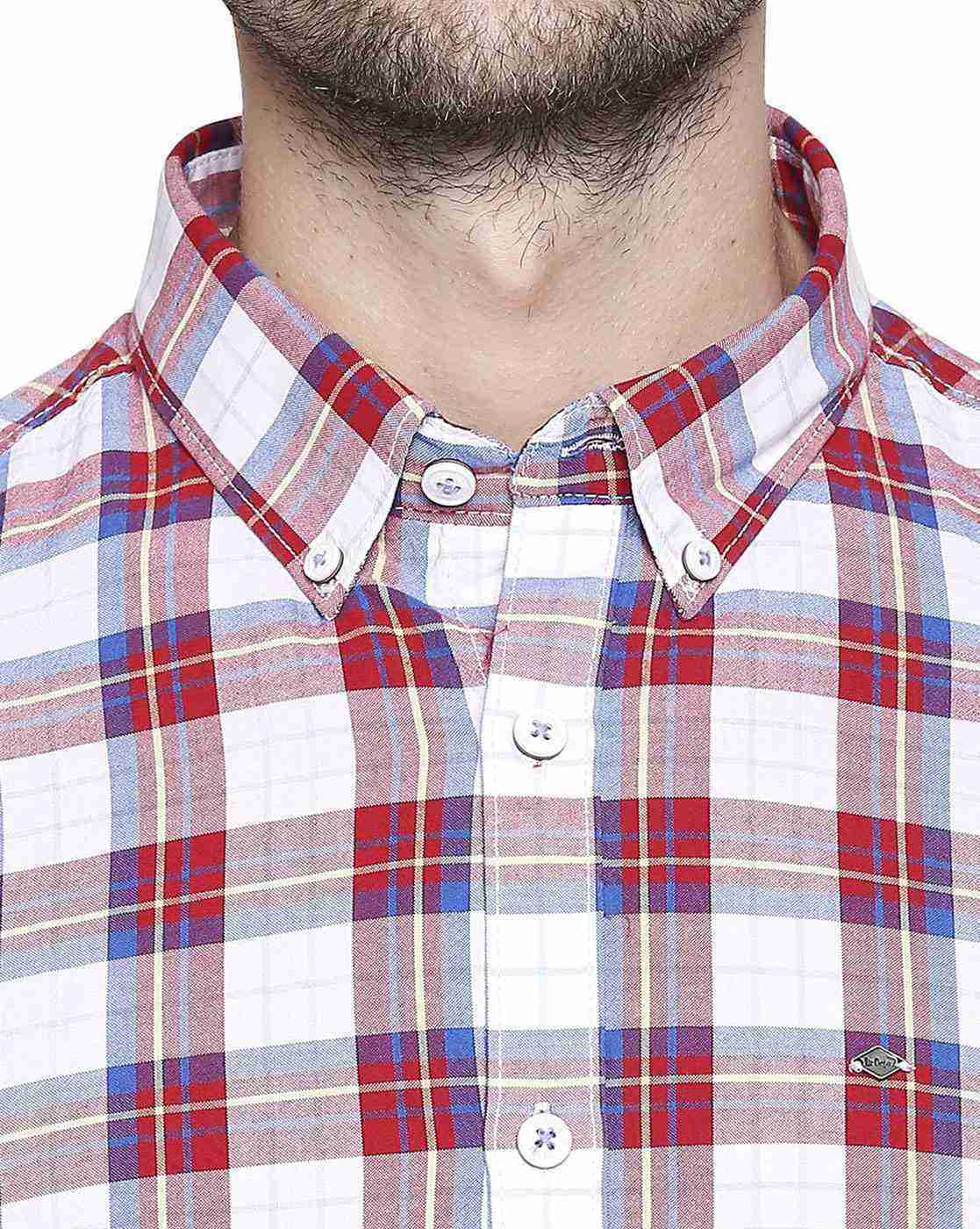 Lee Cooper | Checked Shirt with Button-Down Collar|4
