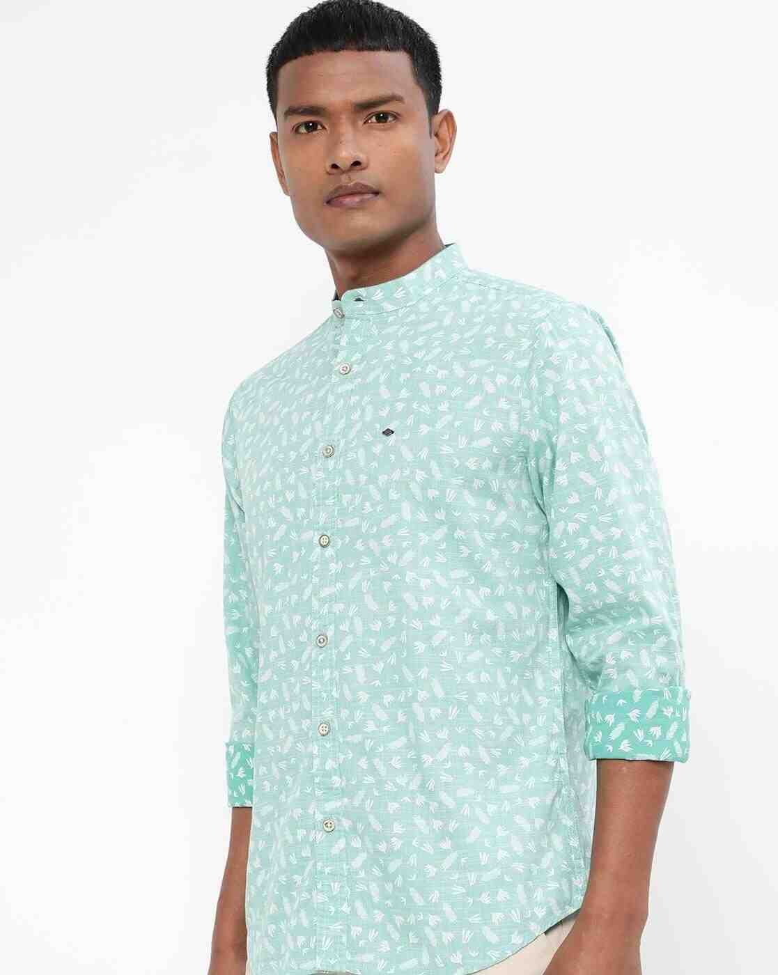 Lee Cooper | Micro Print Band-Collar Shirt|1