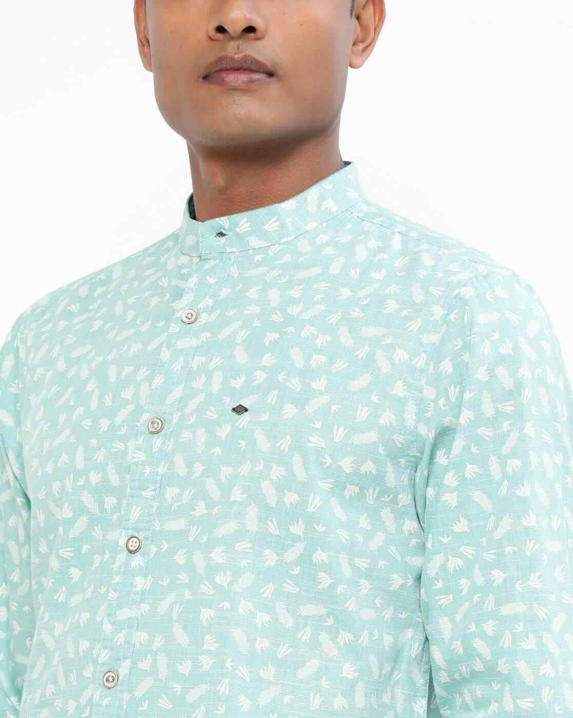 Lee Cooper | Micro Print Band-Collar Shirt|3