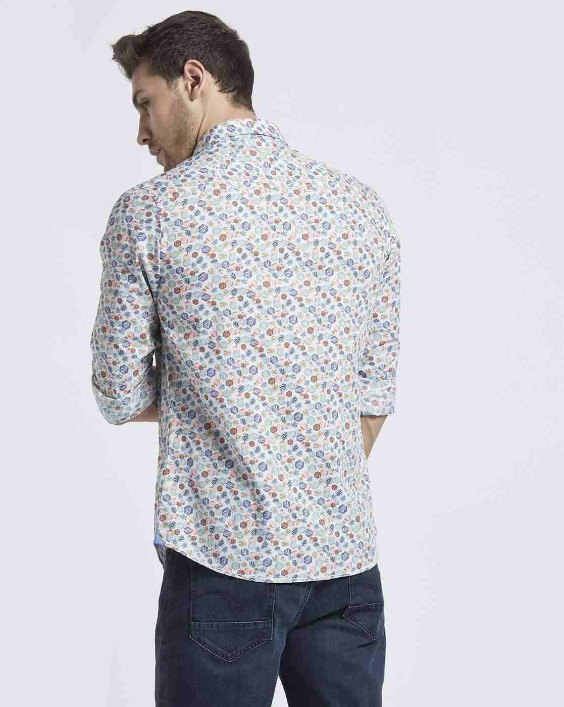 Lee Cooper | Printed Cotton Shirt with Spread Collar|3