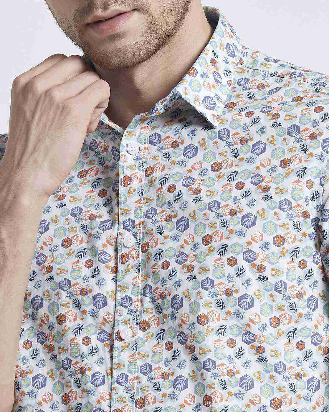 Lee Cooper | Printed Cotton Shirt with Spread Collar|5