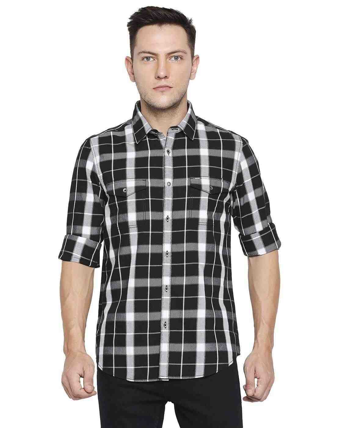 Lee Cooper | Checked Shirt with Button Flap Pockets|0
