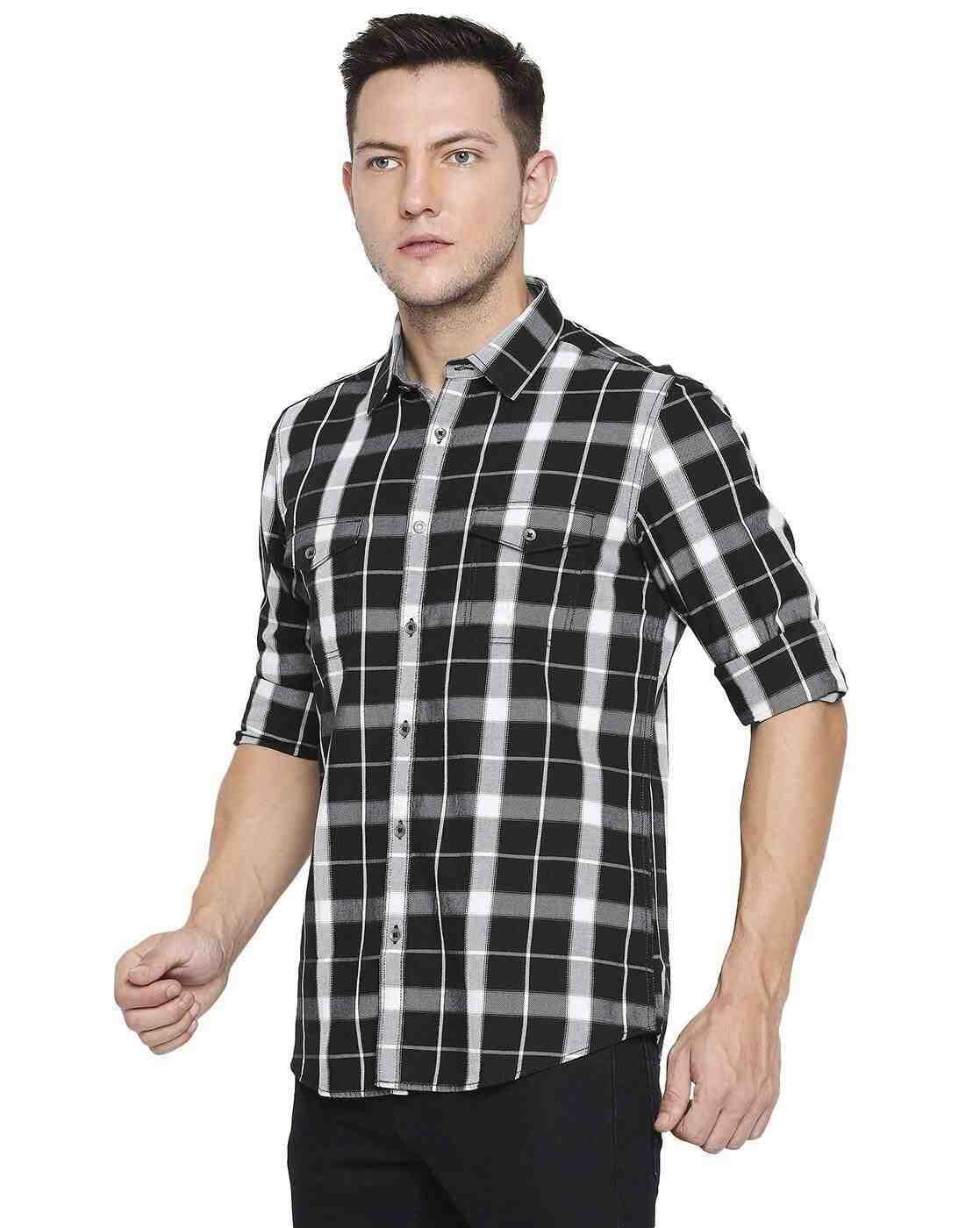 Lee Cooper | Checked Shirt with Button Flap Pockets|1