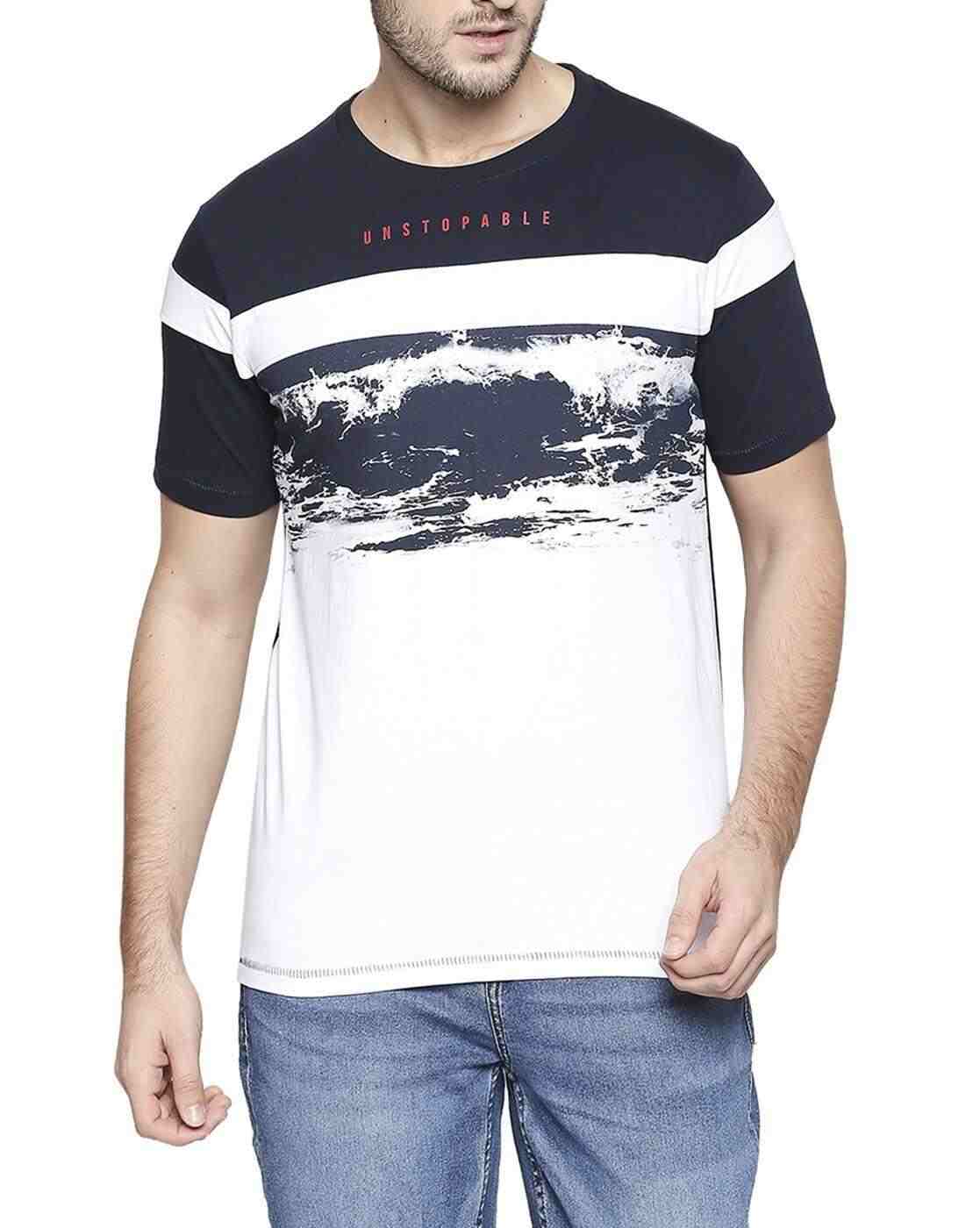 Lee Cooper | Graphic Print Colourblock Crew-Neck T-shirt|0