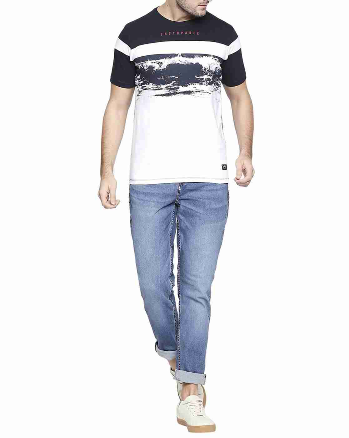 Lee Cooper | Graphic Print Colourblock Crew-Neck T-shirt|3