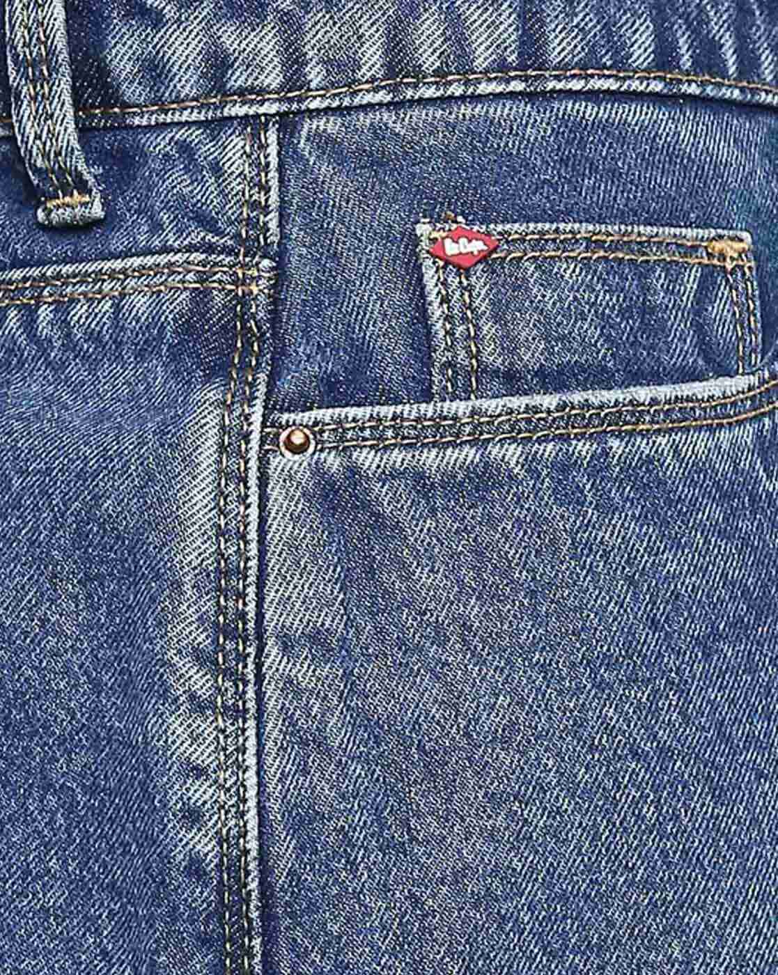 Lee Cooper | Denim Straight Skirt with Frayed Hem|4