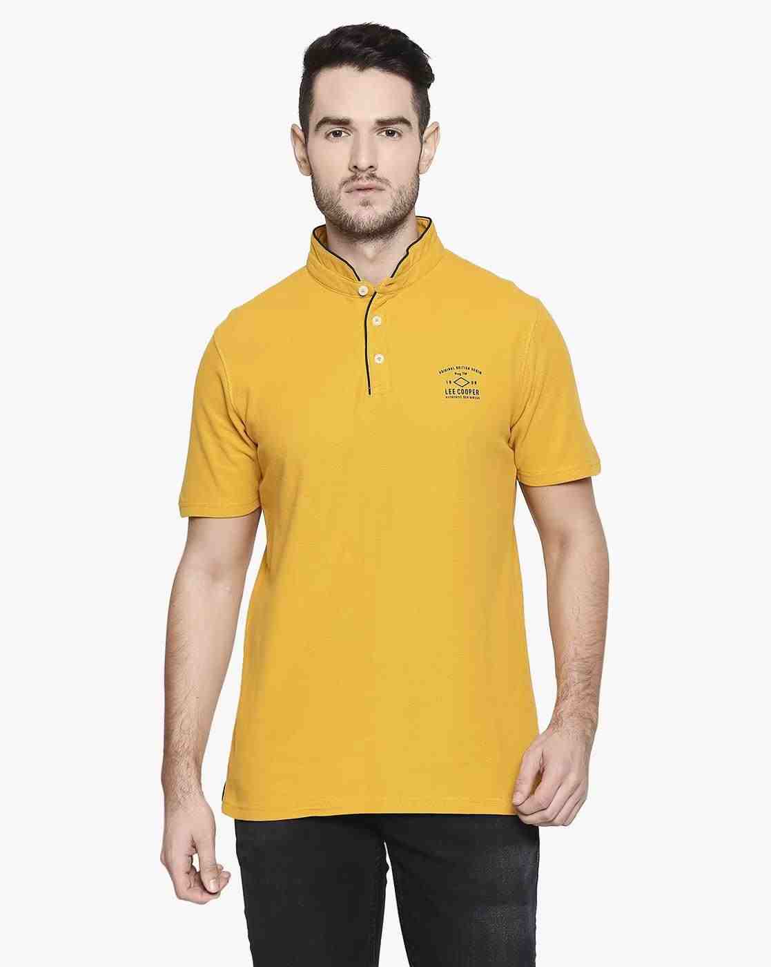 Cotton T-shirt with Band Collar