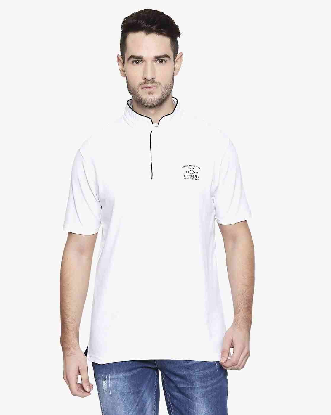 Cotton T-shirt with Band Collar