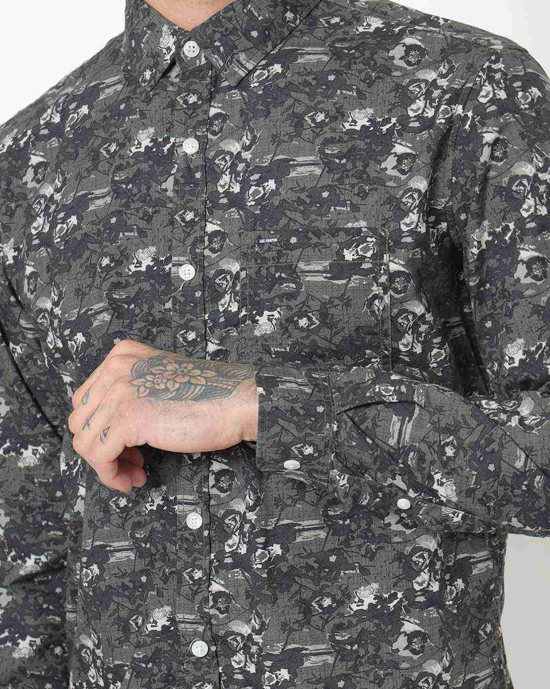 Lee Cooper | Printed Shirt with Patch Pocket|2