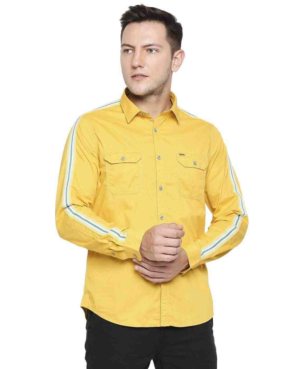 Solid Shirt with Contrast Sleeve Taping