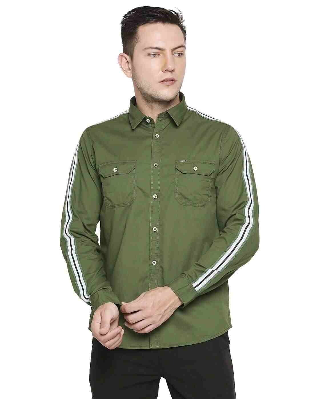 Lee Cooper | Solid Shirt with Contrast Sleeve Taping|0