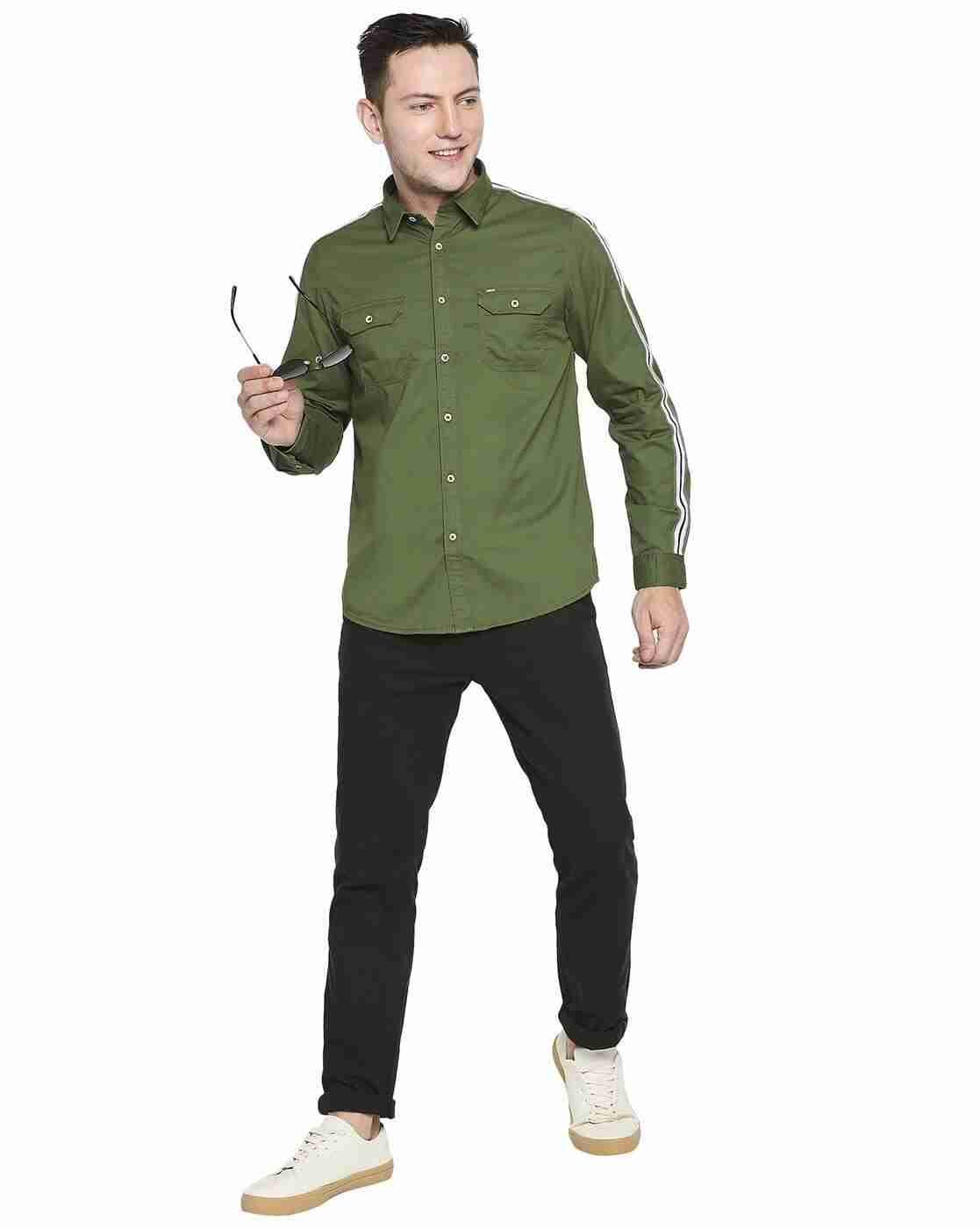Lee Cooper | Solid Shirt with Contrast Sleeve Taping|3