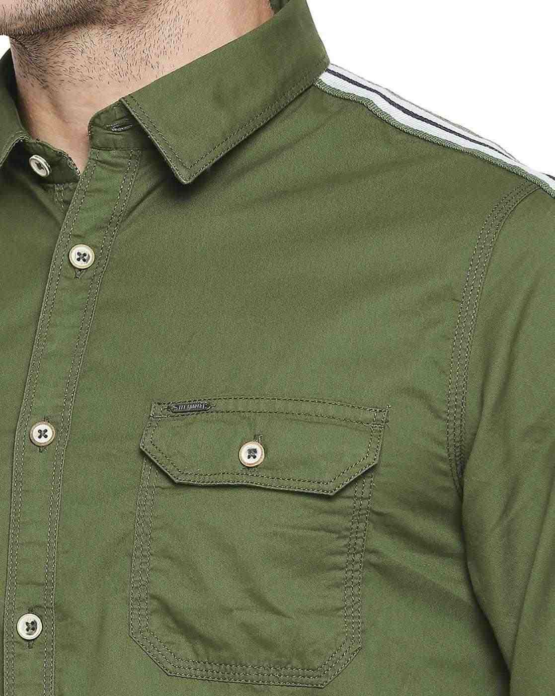 Lee Cooper | Solid Shirt with Contrast Sleeve Taping|4