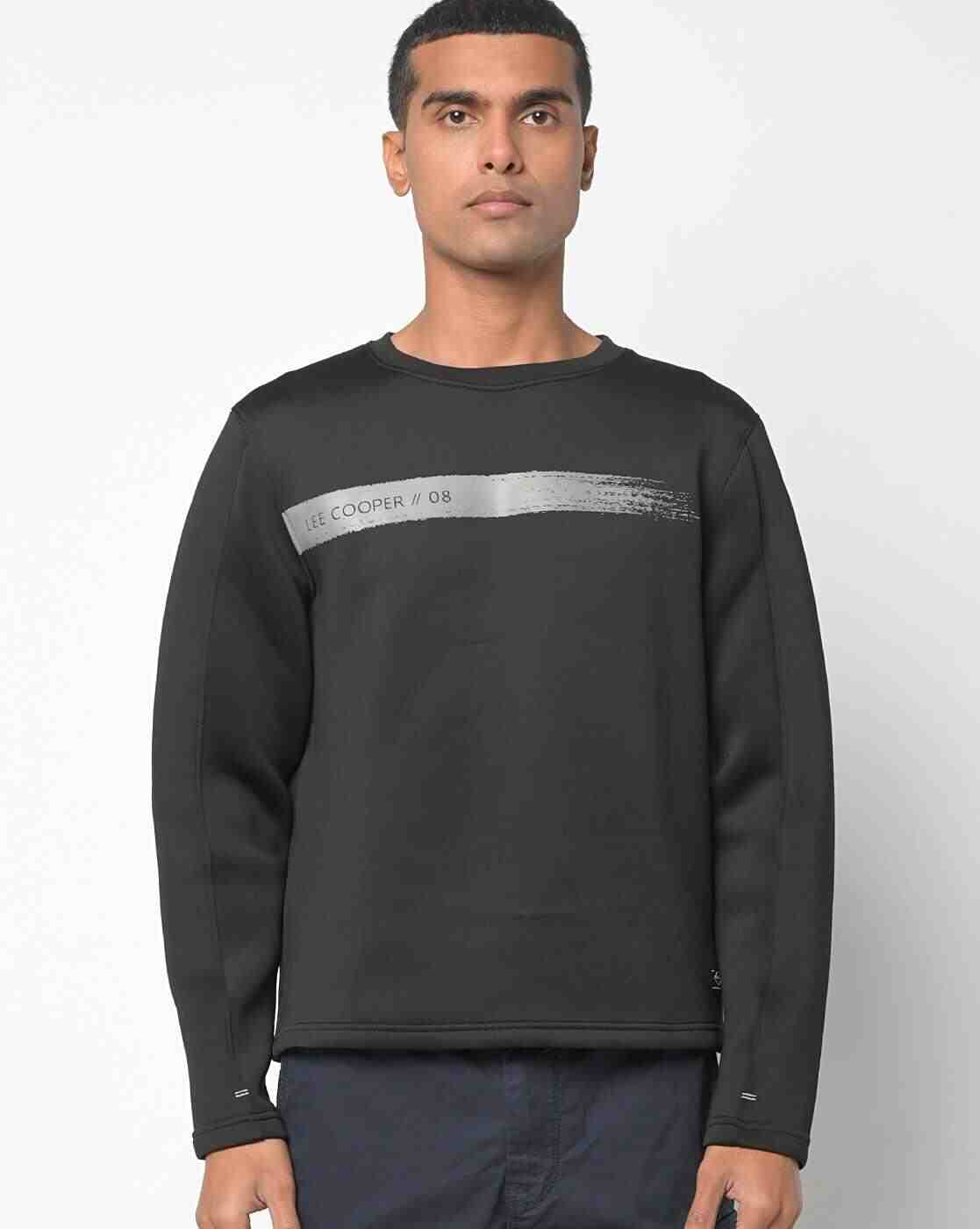 Lee Cooper | Logo Print Panelled Crew-Neck Sweatshirt|1