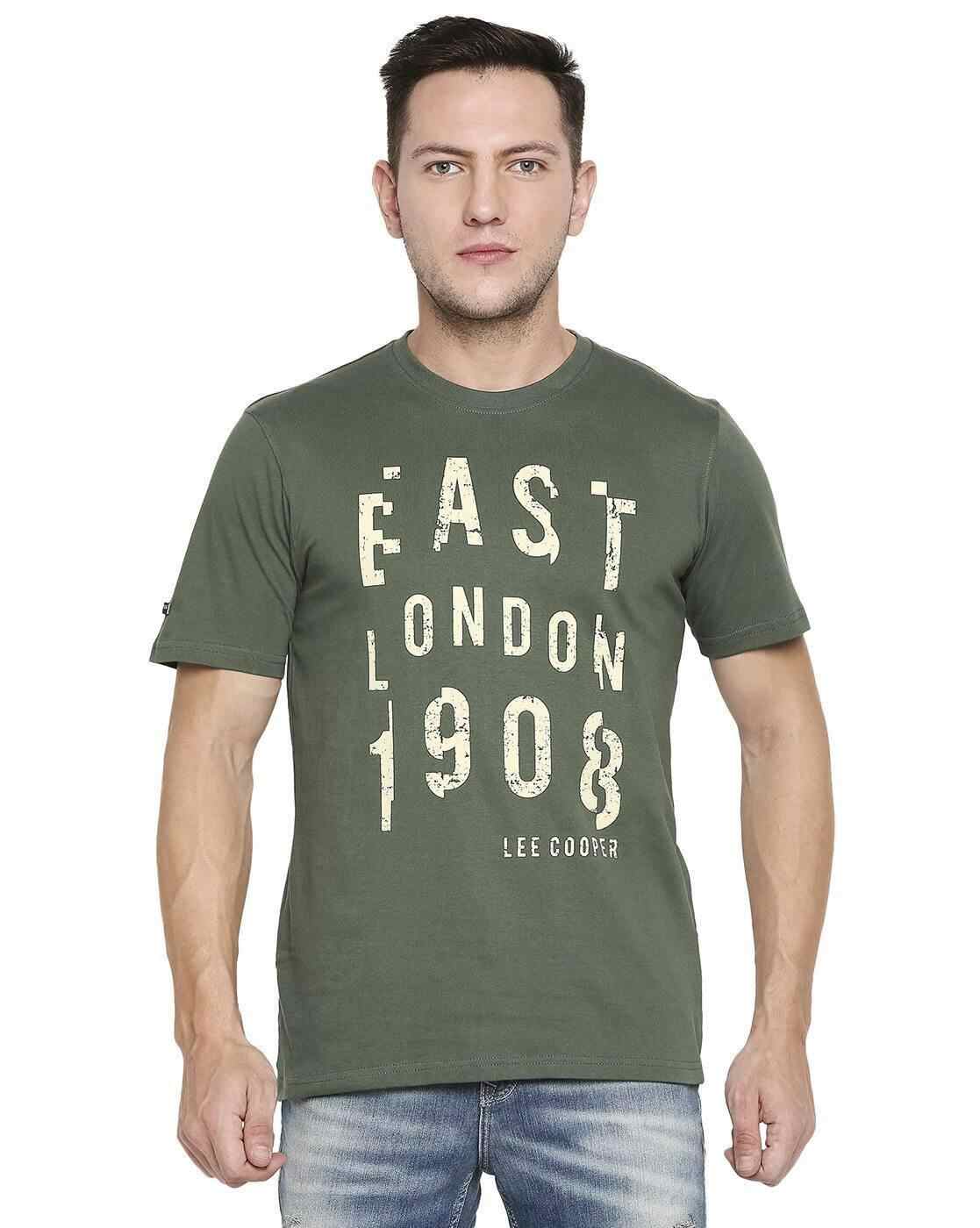 Typographic Print Crew-Neck Cotton T-shirt