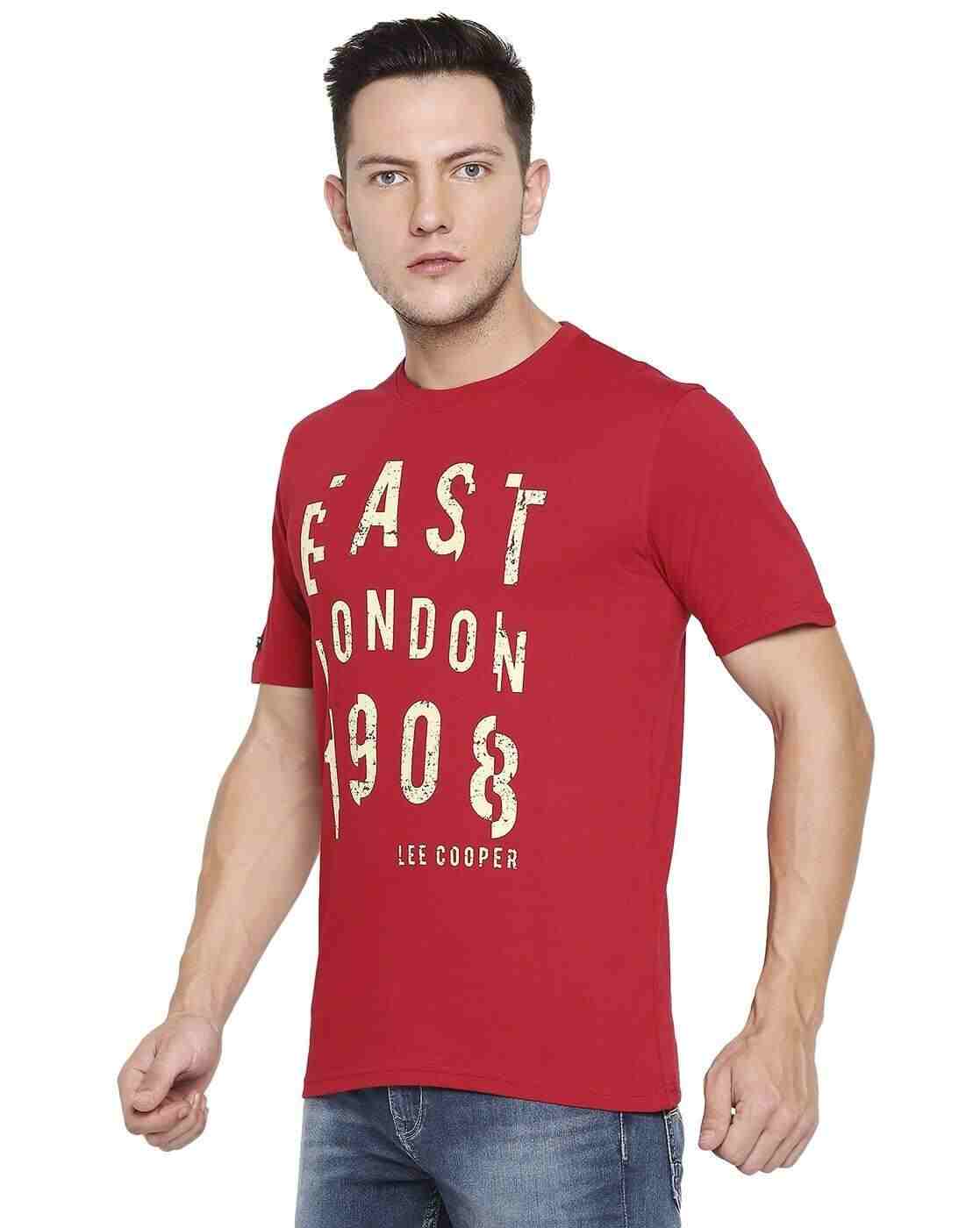 Lee Cooper | Typographic Print Crew-Neck Cotton T-shirt|1