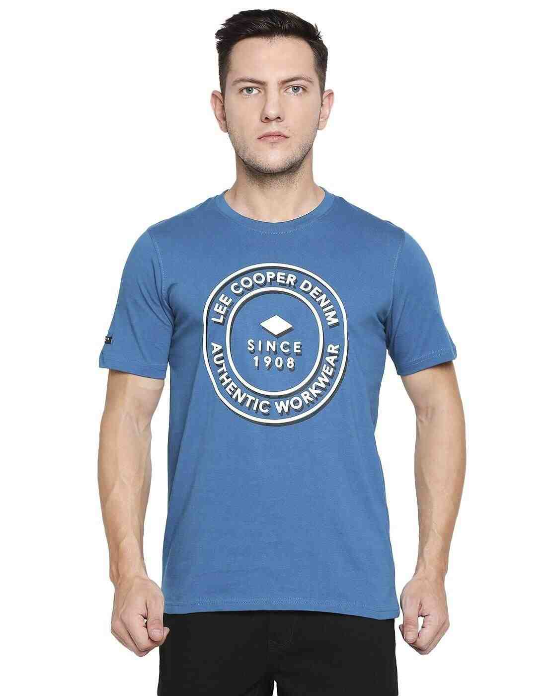 Lee Cooper | Brand Print Crew-Neck Cotton T-shirt|0