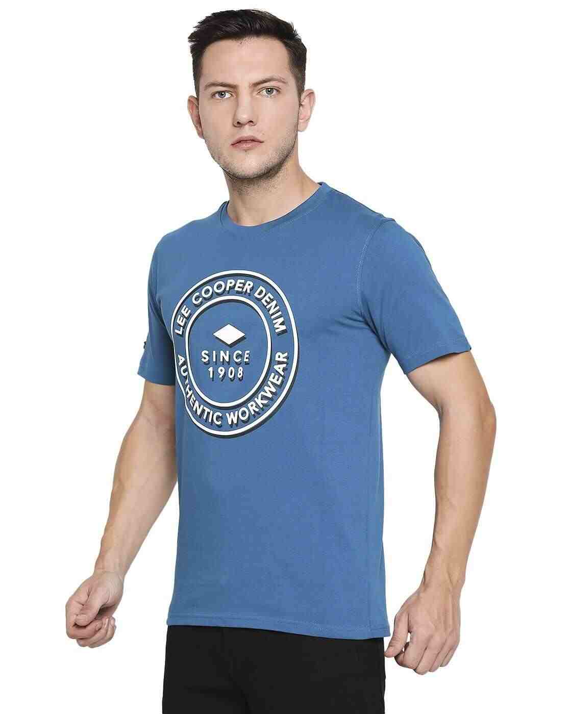 Lee Cooper | Brand Print Crew-Neck Cotton T-shirt|1