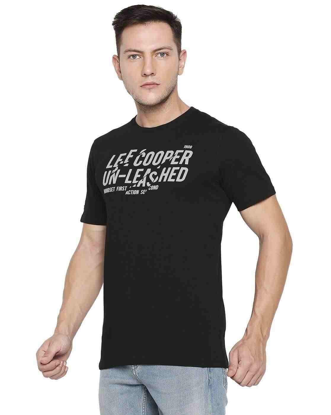 Lee Cooper | Typographic Print Crew-Neck Cotton T-shirt|1