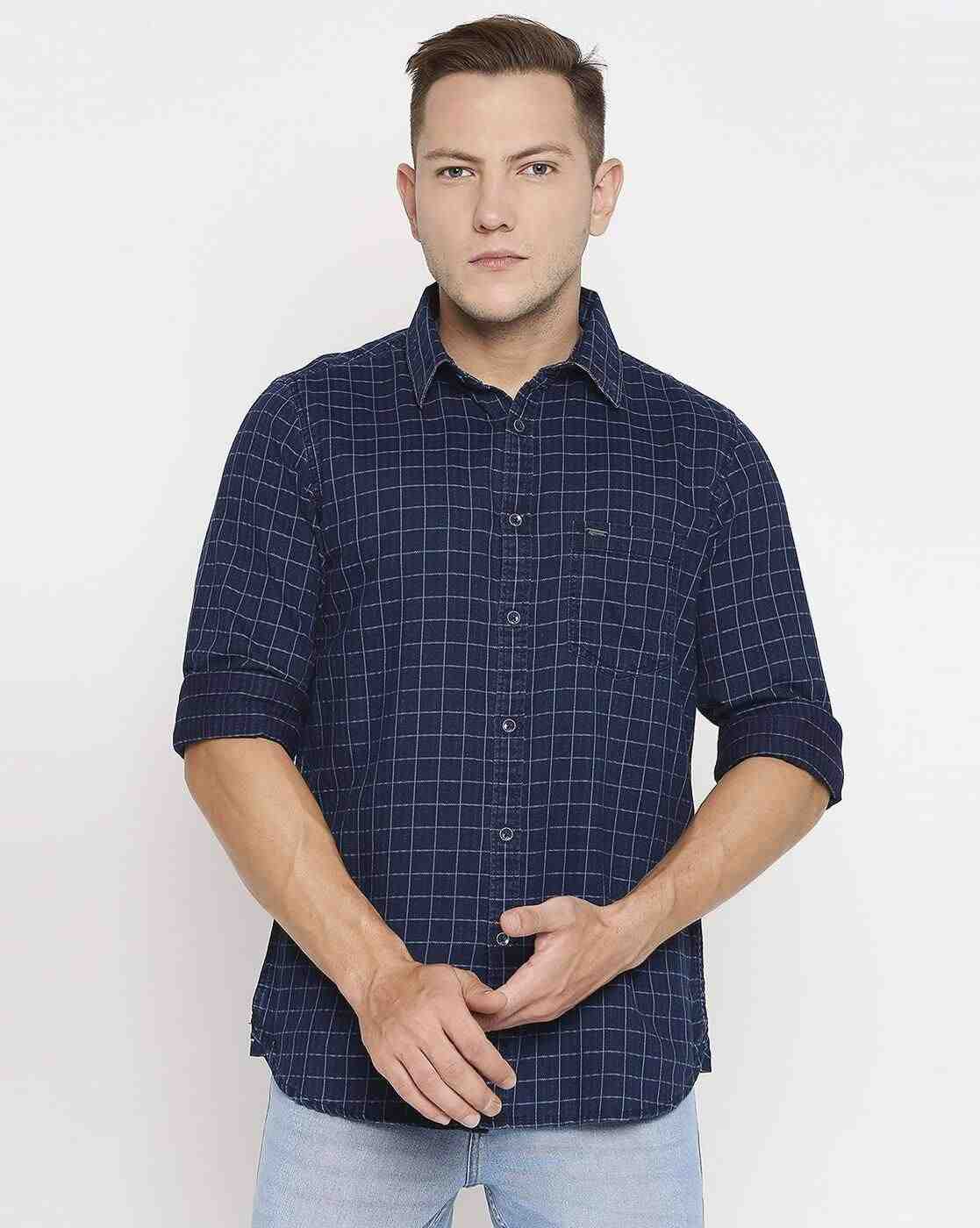 Lee Cooper | Checked Cotton Shirt with Patch Pocket|0