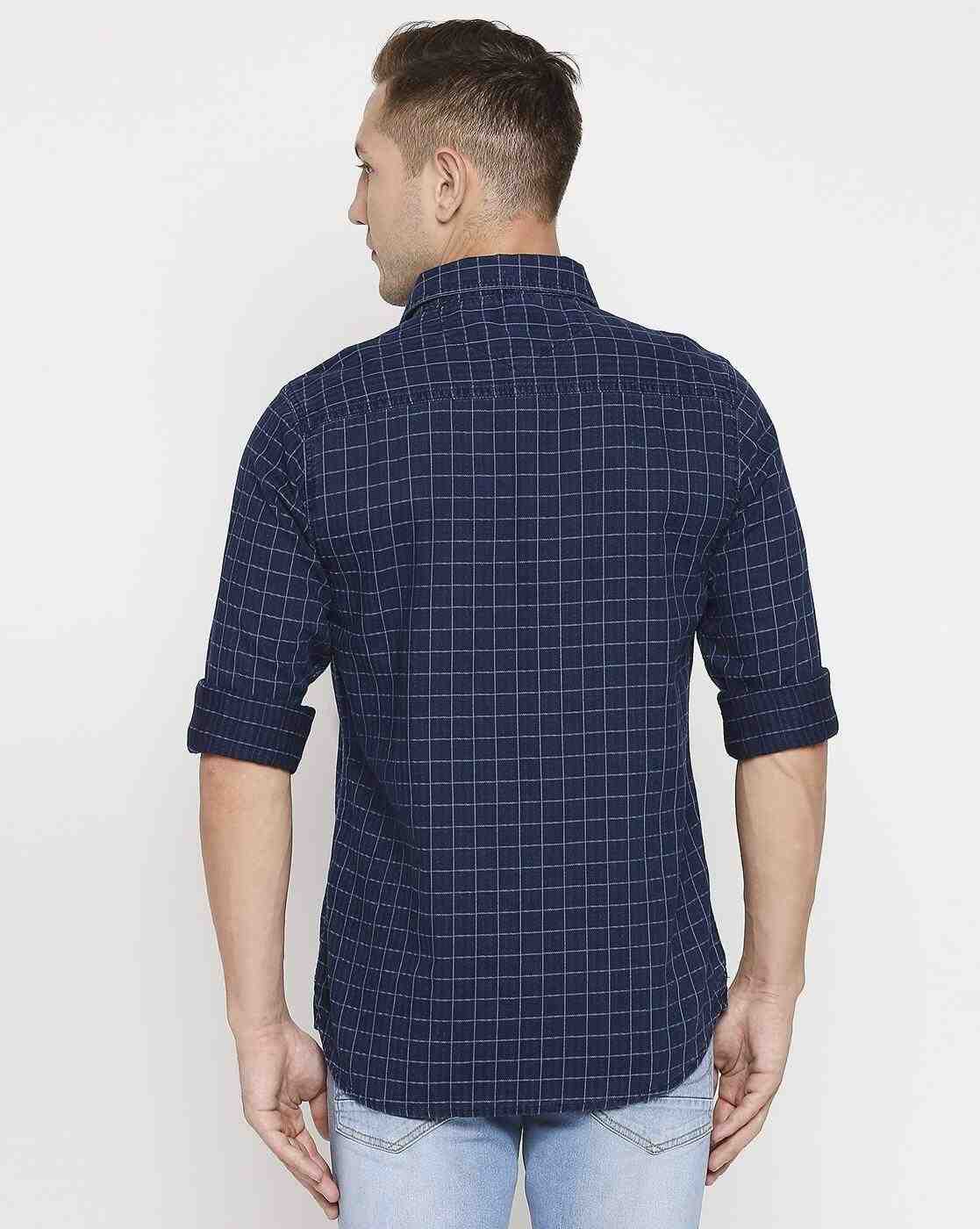 Lee Cooper | Checked Cotton Shirt with Patch Pocket|2