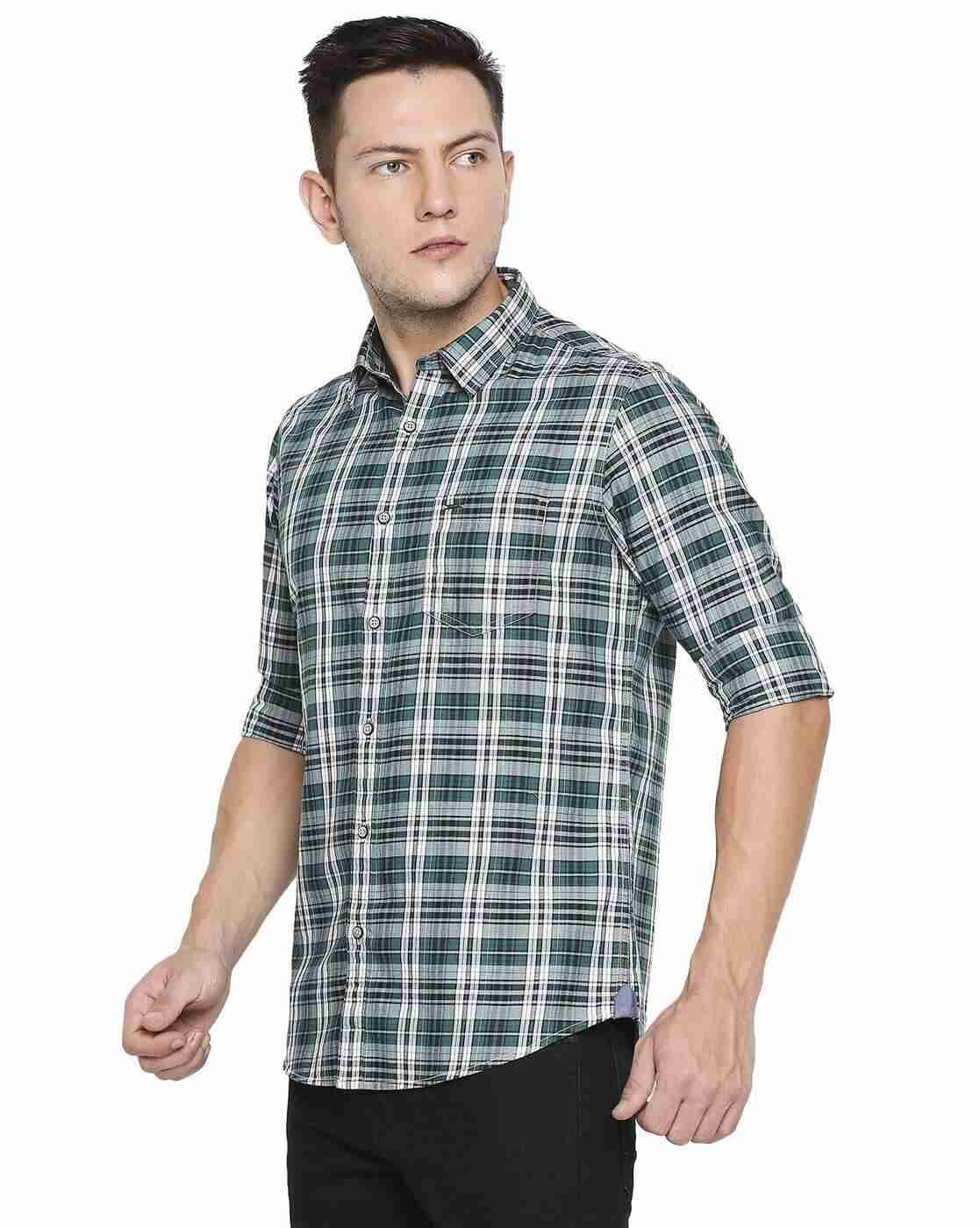 Lee Cooper | Checked Cotton Shirt with Patch Pocket|1