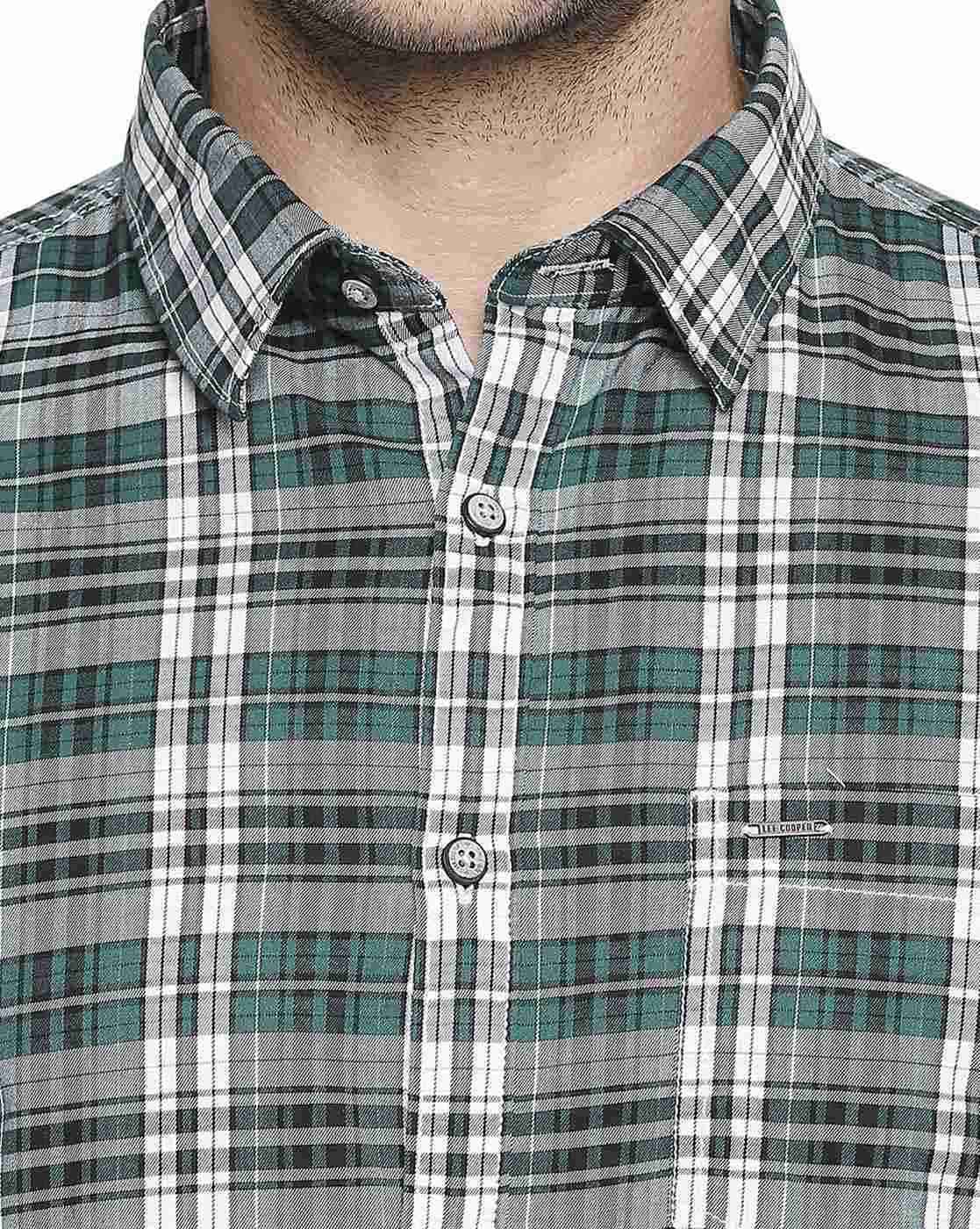 Lee Cooper | Checked Cotton Shirt with Patch Pocket|4