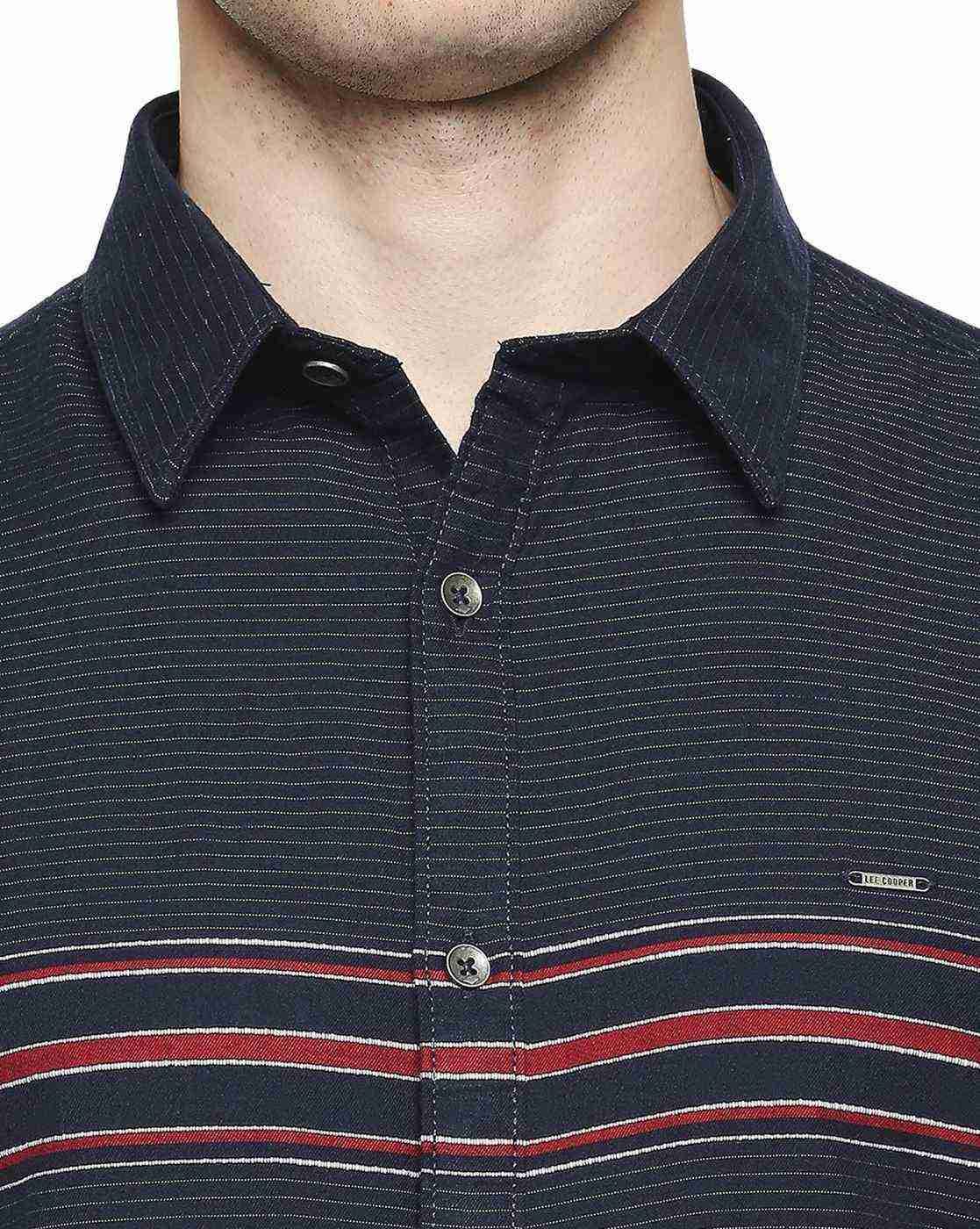 Lee Cooper | Striped Shirt with Contrast Chest Stripes|4