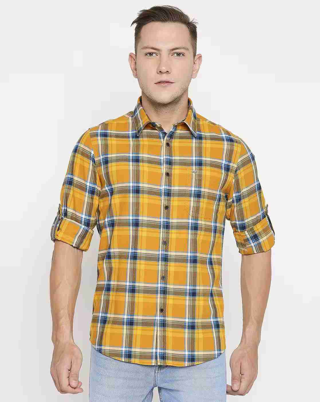 Lee Cooper | Checked Cotton Shirt with Patch Pocket|0