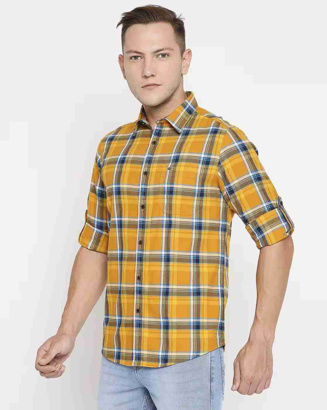 Lee Cooper | Checked Cotton Shirt with Patch Pocket|1